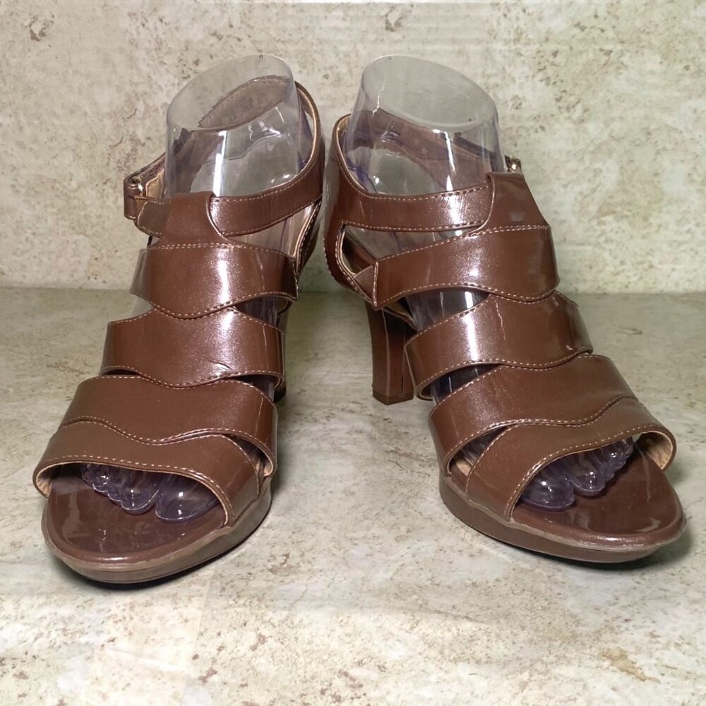 Naturalizer‎ Brown Strappy Open-Toe Heeled Sandals Size 8.5 CottageCore Casual